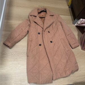 Avec Les Filles Quilted Tan Puffer Coat